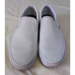 Vans Classic Slip-On White Perforated Leather Sneakers Mens 7 Womens 8.5